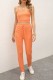 Summer Casual Orange Strap Vest and Pants Lounge Set