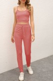 Summer Casual Solid Strap Vest and Pants Lounge Set