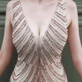 Summer Golden Sequins Sleeveless V-Neck Mermaid Evening Dress