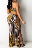 Summer Floral Strap Crop Top and Hollow Out Pants Matching 2PC Set