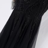 Summer Black Sequins One Shoulder Mermaid Evening Dress