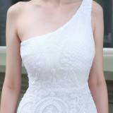 Summer Wedding White Sequins One Shoulder Mermaid Bridal Dress
