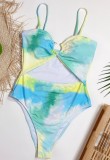 Summer One-Piece Tie Dye O-Ring Strap Swimwear