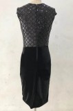 Summer Black Pacth Sequins Formal Midi Dress