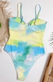 Summer One-Piece Tie Dye O-Ring Strap Swimwear