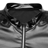 Summer Man Black Leather Patch Shape Top