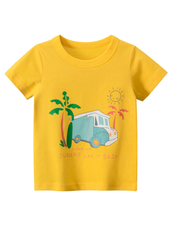 Kids Boy Summer Print O-Neck T Shirt