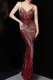 Summer Red Sequins Strap Mermaid Evening Dress