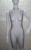 Summer Black Beading Fishnet Mini Dress Cover-Up