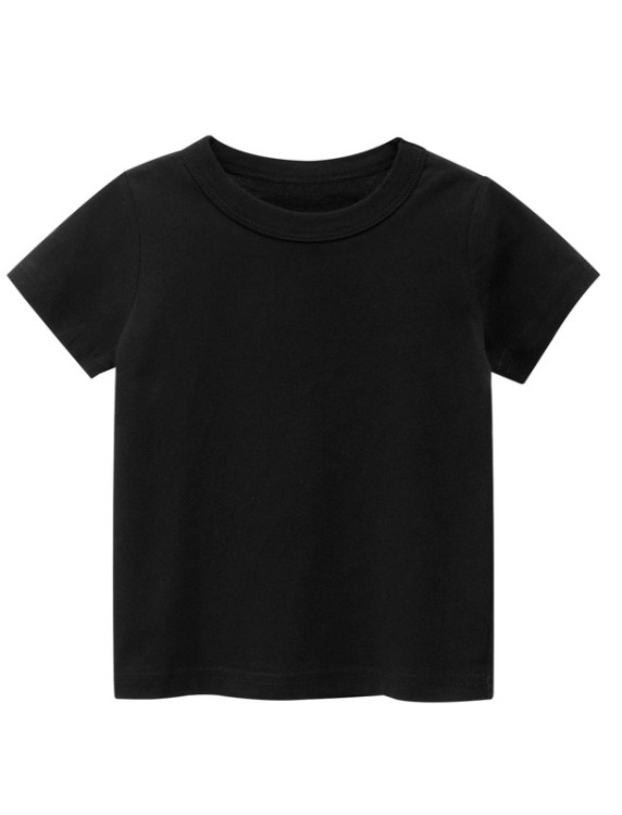 Kids Boy Summer Black O-Neck T Shirt