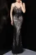 Summer Black Sequins Strap Mermaid Evening Dress