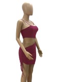 Summer Red Cut Out Ruched Strings Strap Mini Bodycon Dress