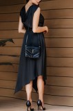 Summer Black Sleeveless Wrapped Irregular Elegant Long Dress