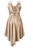 Summer Khaki Sleeveless Wrapped Irregular Elegant Long Dress