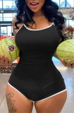 Summer Black Sports Strap Bodycon Rompers