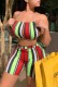 Summer Colorful Stripes Sexy Bandeau Top and Shorts 2 Piece Matching Set