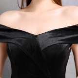 Summer Velvet Upper Strapless Sequin Black Mermaid Evening Dress