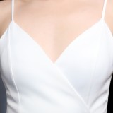 Summer White Side Slit Tassels Strap Evening Dress