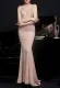 Summer Pink Lace Upper Sleeveless V-Neck Mermaid Evening Dress