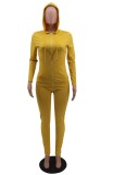 Spring Tight Long Sleeve Yellow Hoody Tracksuit