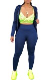 Spring Tight Long Sleeve Blue Hoody Tracksuit
