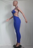 Summer Blue Sexy Cut Out Halter Bodycon Jumpsuit