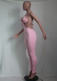 Summer Pink Sexy Cut Out Halter Bodycon Jumpsuit