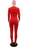 Spring Tight Long Sleeve Red Hoody Tracksuit