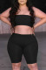 Summer Plus Size Black Sexy Bandeau Top and Biker Shorts 2PC Matching Set