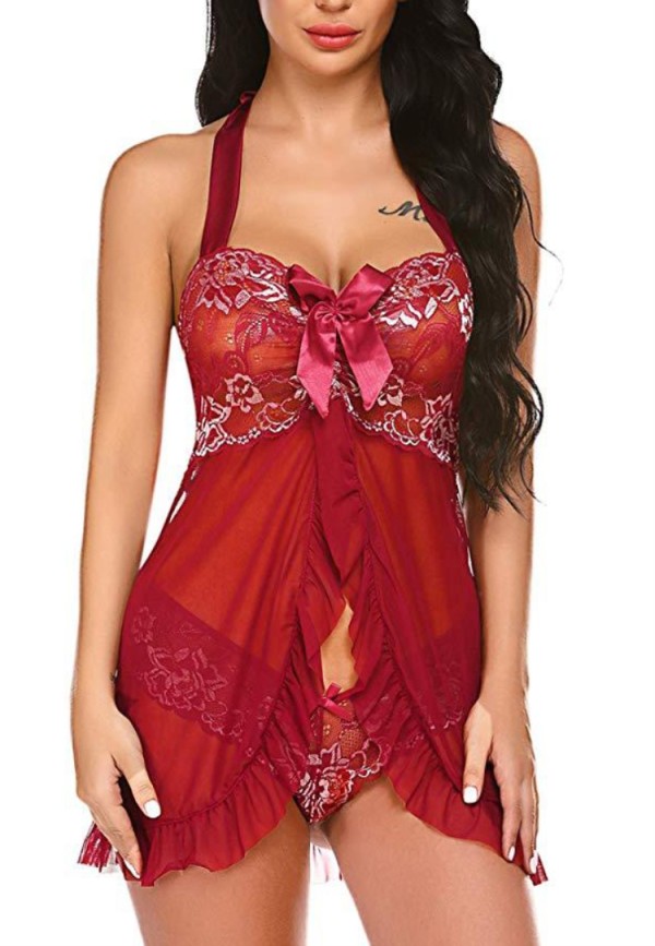 Summer Red Babydoll and Panty 2 Piece Lingerie Set