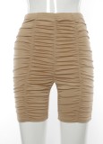 Summer Khaki Sexy Ruched High Waist Shorts