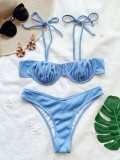Summer Two Piece Blue Strap Swimwear