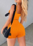 Summer Sports Orange Waffle Vest and Shorts 2PC Matching Set