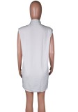Summer White Sleeveless Short Blouse Dress