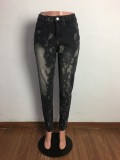 Summer Black Distressed High Waist Fit Jeans