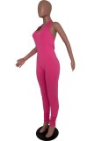 Summer Pink Halter Sexy Bodycon Jumpsuit