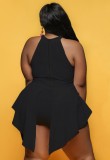Summer Plus Size Black Sleeveless Irregular Rompers Dress