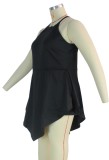 Summer Plus Size Black Sleeveless Irregular Rompers Dress