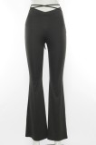 Summer Black Hollow Out High Waist Sexy Trousers