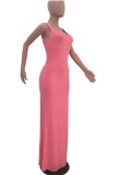 Summer Pink Sleeveless Casual Long Dress