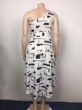 Summer Print Side Slit One Shoulder Long Formal Dress