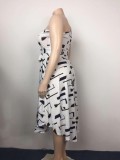 Summer Print Side Slit One Shoulder Long Formal Dress
