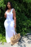 Summer White Sleeveless Casual Long Dress