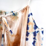 Summer Casual Tie Dye Strap Long Sleeve Short Dress