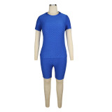Summer Casual Honeycomb Shirt and Shorts Matching Set