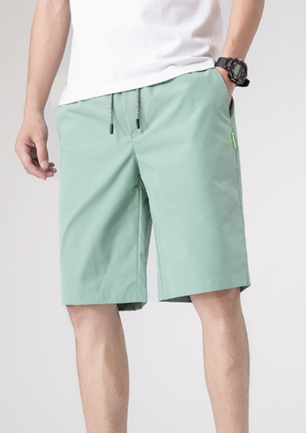 Summer Casual Man Drawstrings Green Shorts