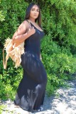 Summer Black Sleeveless Casual Long Dress