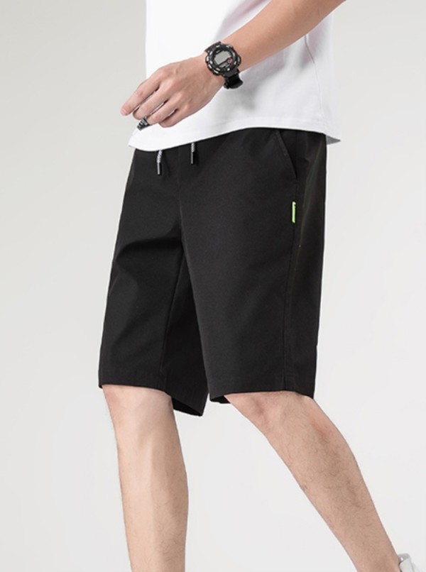 Summer Casual Man Drawstrings Black Shorts