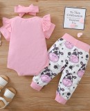 Baby Girl Summer Matching Animal 3PC Pants Set