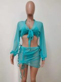 Summer Party Sexy Transparent 4pc Matching Skirt Set